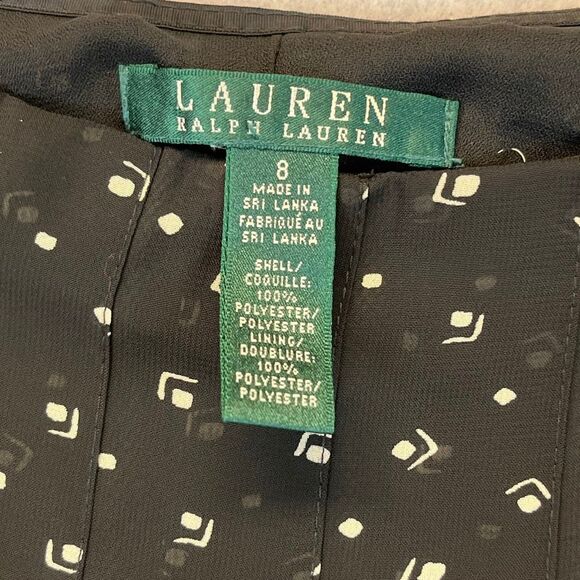NWT LAUREN RALPH LAUREN Skirt Size 8 Black Pearl Print Pleated Mini Side Zipper - Picture 5 of 12